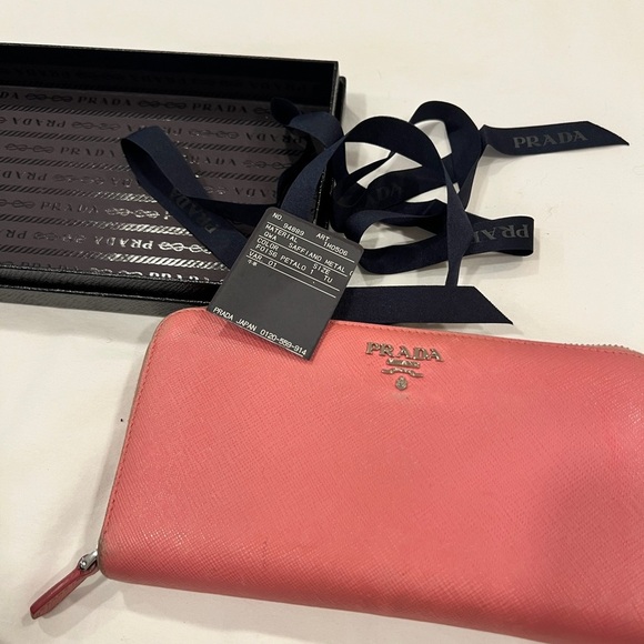 Prada Large Saffiano Leather Zip-Around Wallet | Petal Pink - Picture 11 of 14